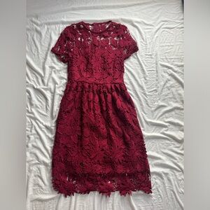 Red lace Midi Dress